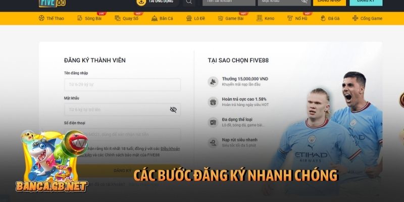 Đăng ký Five88 trên PC, Mobile để vào thiên đường cá cược 5 Các bước đăng ký nhanh chóng