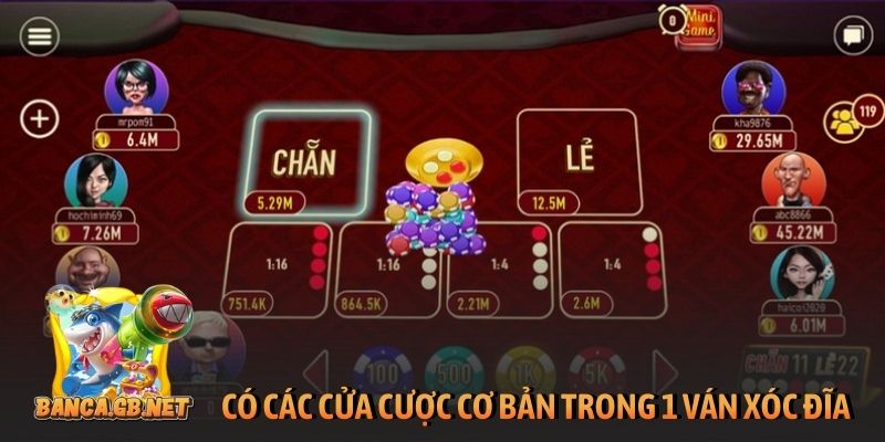 Có các cửa cược cơ bản trong 1 ván xóc đĩa